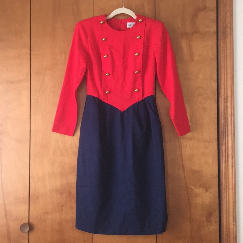 Vintage red and blue dress
